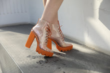 Load image into Gallery viewer, Lace Up Transparent Ankle Boots
