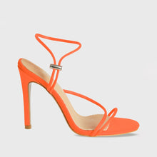 Load image into Gallery viewer, CHERRY NEON ORANGE STRAPPY TOGGLE HEELS