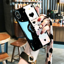 Load image into Gallery viewer, Black White Heart iPhone Case with Stand Holder