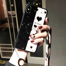 Load image into Gallery viewer, Black White Heart iPhone Case with Stand Holder