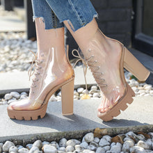 Load image into Gallery viewer, Lace Up Transparent Ankle Boots