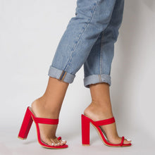 Load image into Gallery viewer, NEON RED LYCRA TOE LOOP MULES