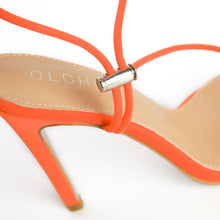 Load image into Gallery viewer, CHERRY NEON ORANGE STRAPPY TOGGLE HEELS