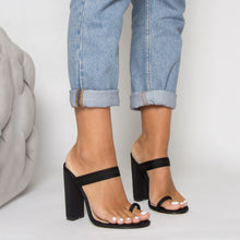 Load image into Gallery viewer, NEON BLACK LYCRA TOE LOOP MULES