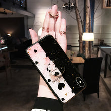 Load image into Gallery viewer, Black White Heart iPhone Case with Stand Holder