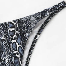 Load image into Gallery viewer, Women High Cut Bandeau Snakeskin Print Strapless Swimsuits Bikini Set