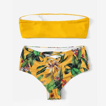 Load image into Gallery viewer, Women High Cut Bandeau Strapless Swimsuits Bikini Set - Yellow