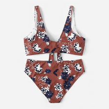 Load image into Gallery viewer, Women High Cut Bandeau Strapless Swimsuits Bikini Set - Brown