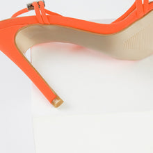 Load image into Gallery viewer, CHERRY NEON ORANGE STRAPPY TOGGLE HEELS