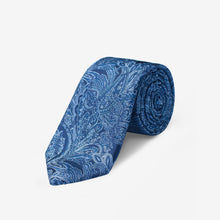 Load image into Gallery viewer, Storybrook Denim Paisley Skinny Tie - 100% Silk
