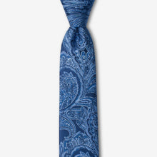 Load image into Gallery viewer, Storybrook Denim Paisley Skinny Tie - 100% Silk