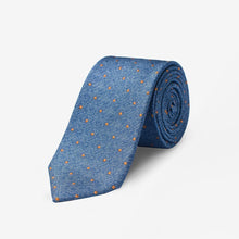 Load image into Gallery viewer, Michael Denim Dot Skinny Tie - 100% Silk