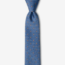Load image into Gallery viewer, Michael Denim Dot Skinny Tie - 100% Silk