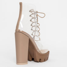 Load image into Gallery viewer, Lace Up Transparent Ankle Boots