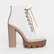 Load image into Gallery viewer, Lace Up Transparent Ankle Boots