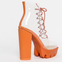 Load image into Gallery viewer, Lace Up Transparent Ankle Boots