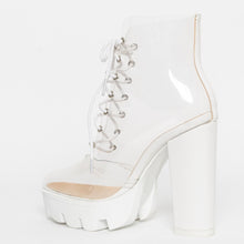 Load image into Gallery viewer, Lace Up Transparent Ankle Boots