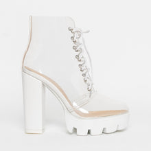 Load image into Gallery viewer, Lace Up Transparent Ankle Boots
