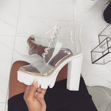 Load image into Gallery viewer, Lace Up Transparent Ankle Boots